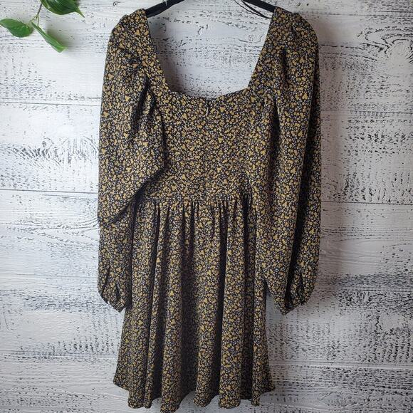 MNG Women Floral Cottage Core Dress Puff Sleeves Size 2 Square Neckline - Picture 7 of 10